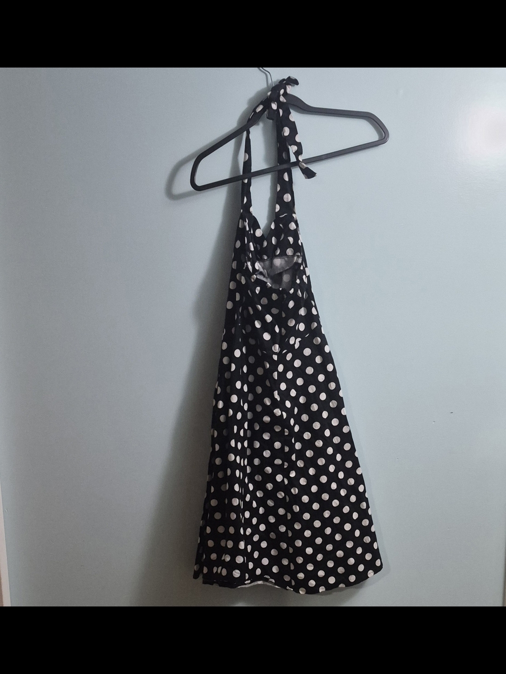 Black and White Polka Dot Halter Dress - Picture 5 of 6